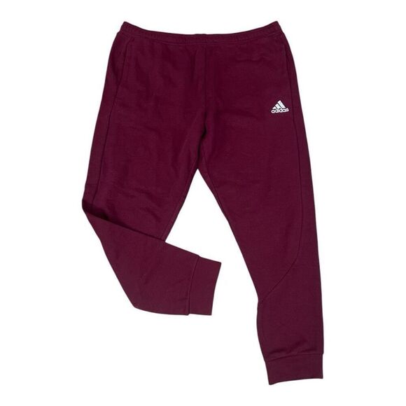 Adidas Men Multi Sport Track Pants 2XL Burgundy Shadow Red Drawstring Fleece - Picture 1 of 12